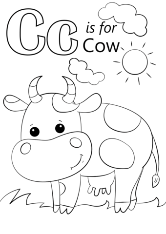 Letter c is for cow coloring page free printable coloring pages