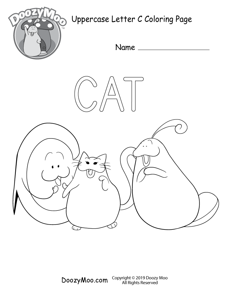 Cute uppercase letter c coloring page free printable