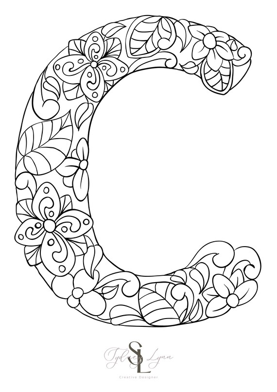 Letter c coloring sheet adult kids anxiety