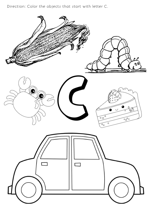 Coloring page for kids letter c template