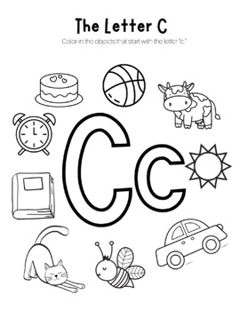 Letter c coloring worksheet by high street scholar boutique tpt