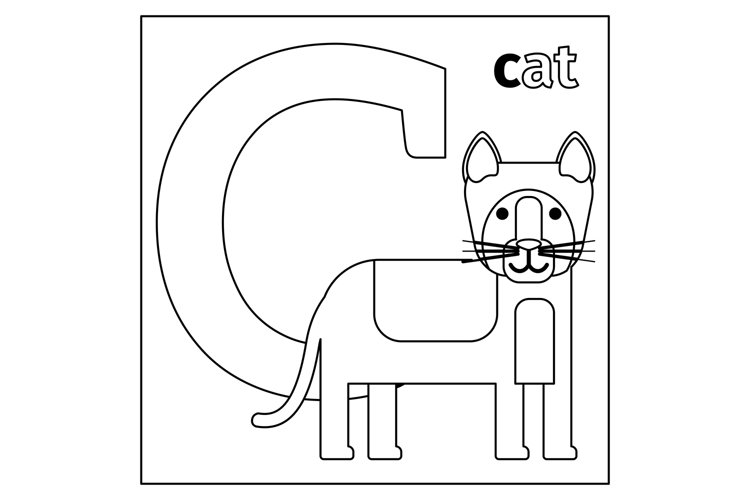 Cat letter c coloring page