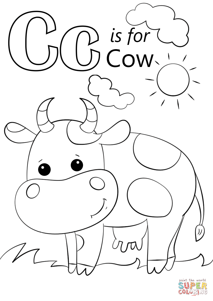 Letter c is for cow super coloring abc coloring pages abc coloring letter c coloring pages