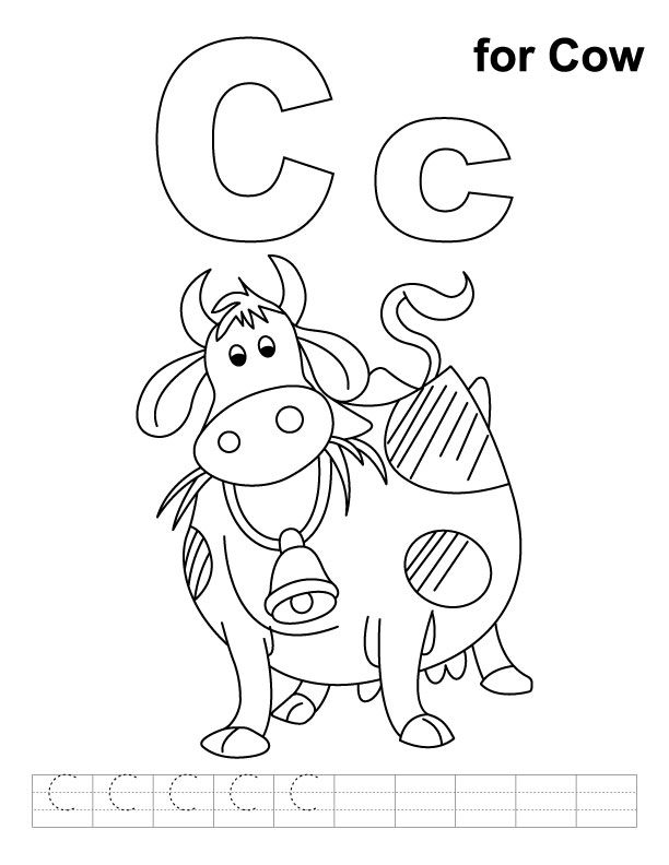 C for cow colorg page with handwritg practice letter c colorg pages alphabet colorg pages cow colorg pages