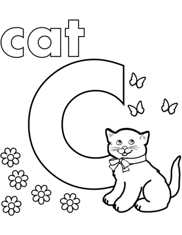 C is for cat coloring page free printable coloring pages