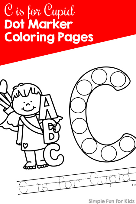 C is for cupid dot marker coloring pages