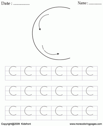 Printable block letter dot to dots c coloring worksheets free online coloring pages