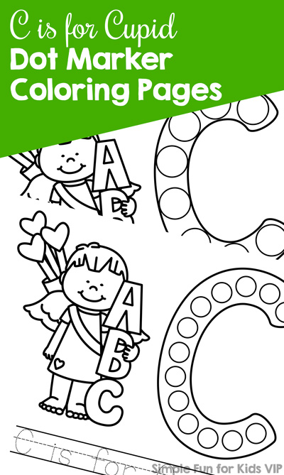 C is for cupid dot marker coloring pages