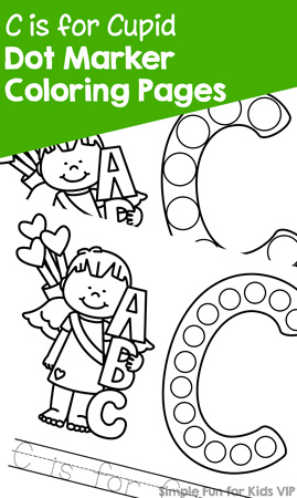 C is for cupid dot marker coloring pages