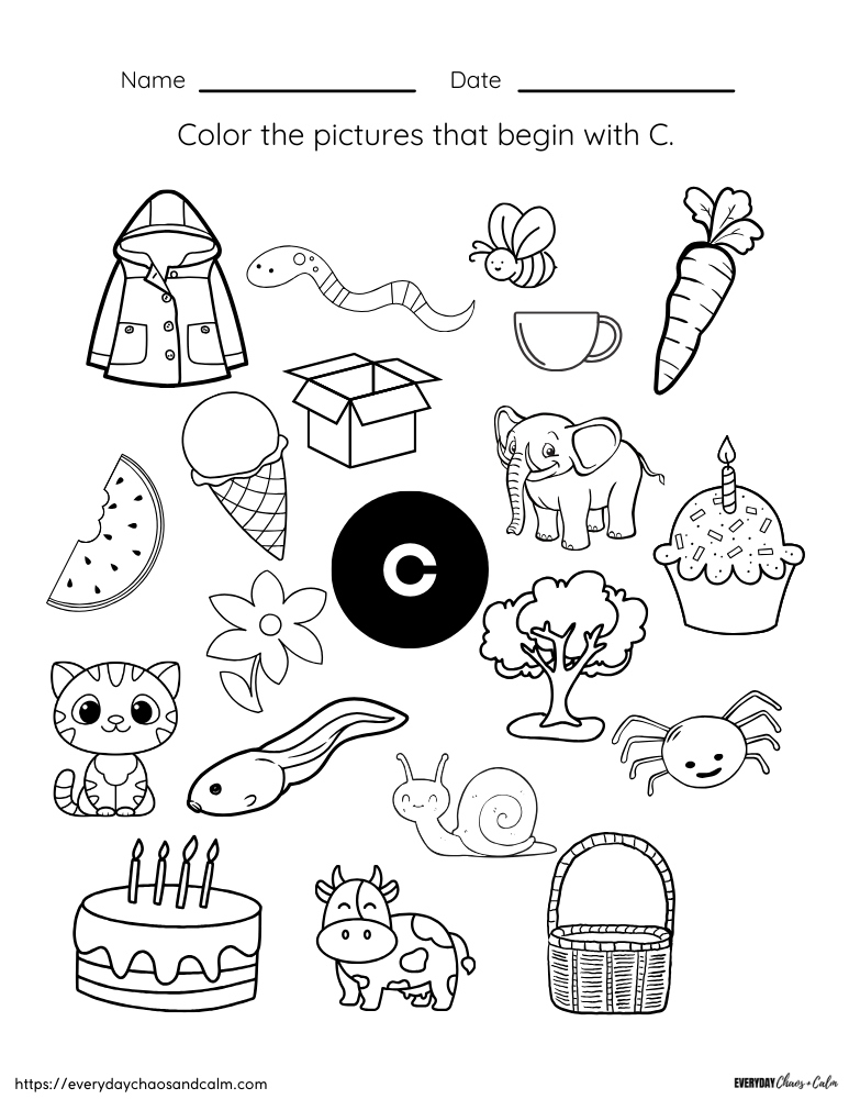 Free printable letter c worksheets