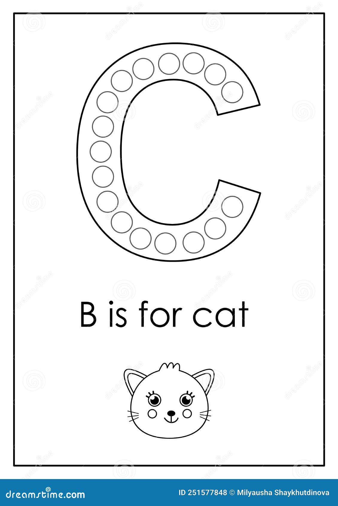 Learning english alphabet for kids letter c dot marker activity stock vector