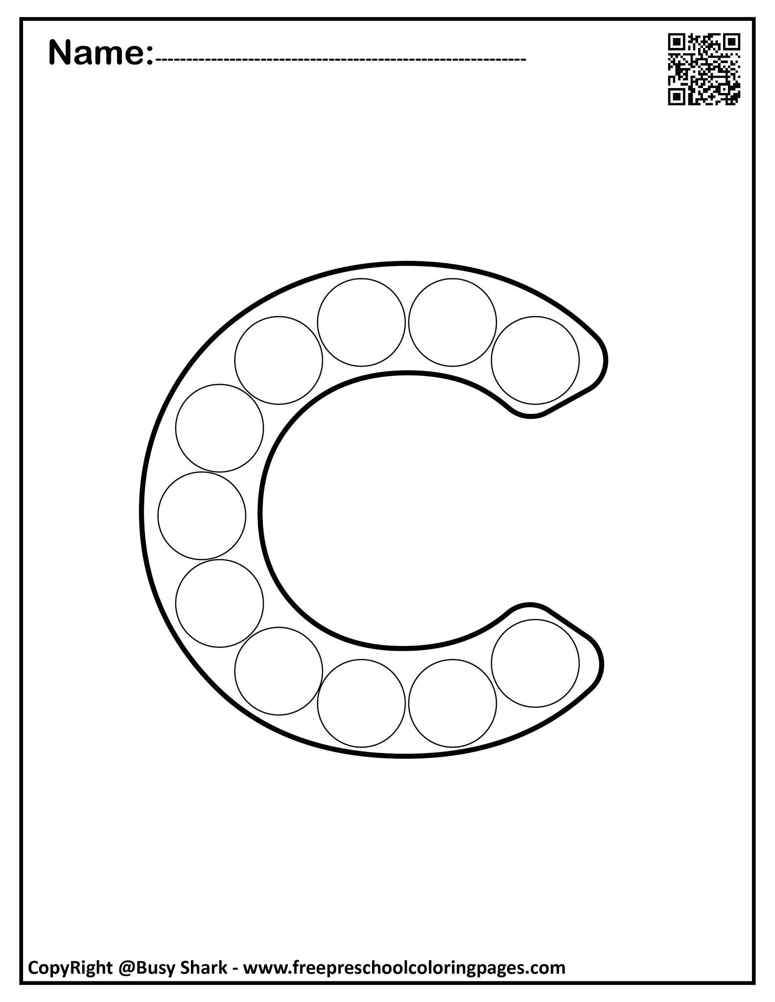 Set of letter c free dot markers coloring pages dot markers letter c crafts alphabet coloring pages