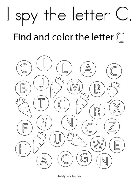 I spy the letter c coloring page