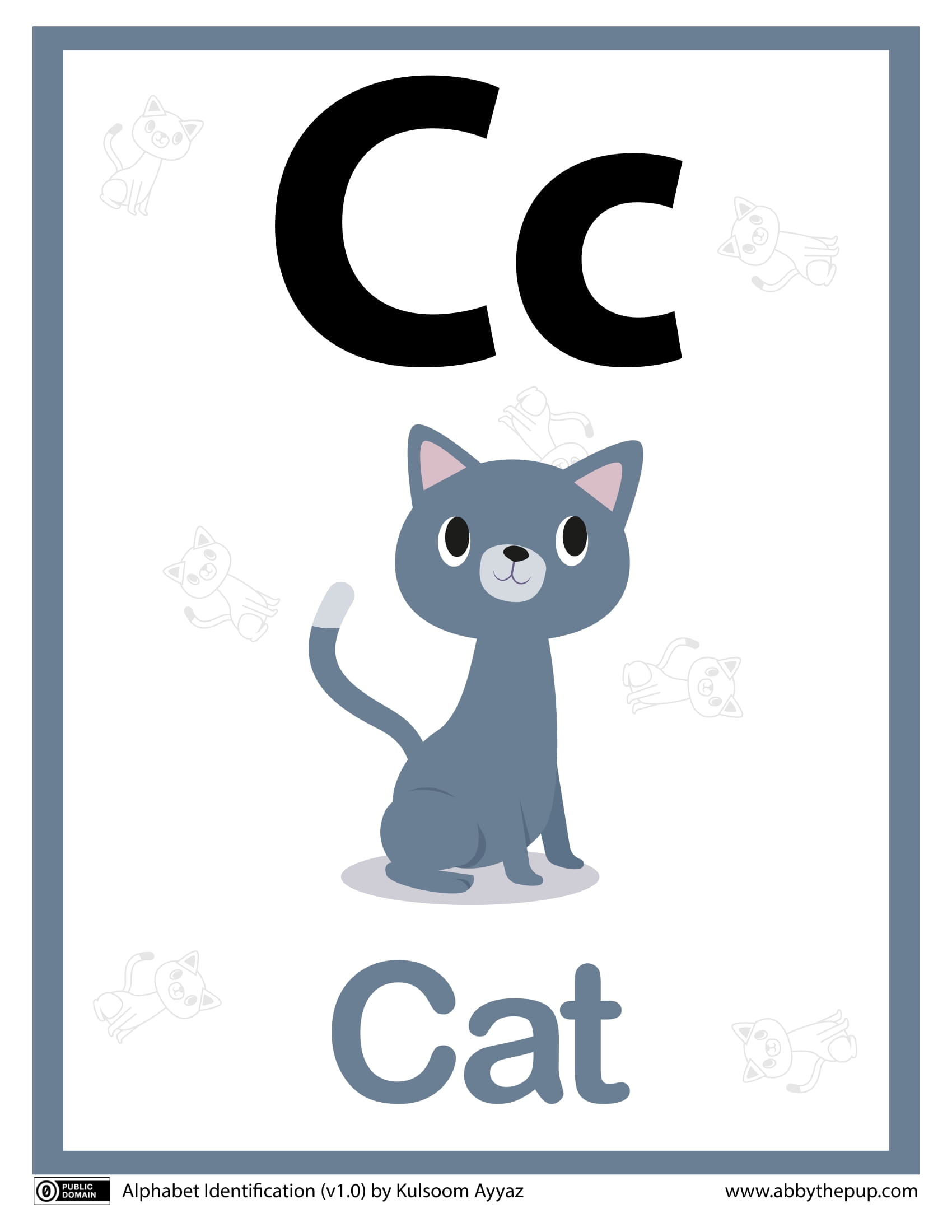 C is for cat alphabet flashcard free printable papercraft templates