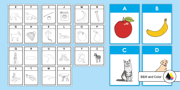 Alphabet letter and picture flash cards teacher made