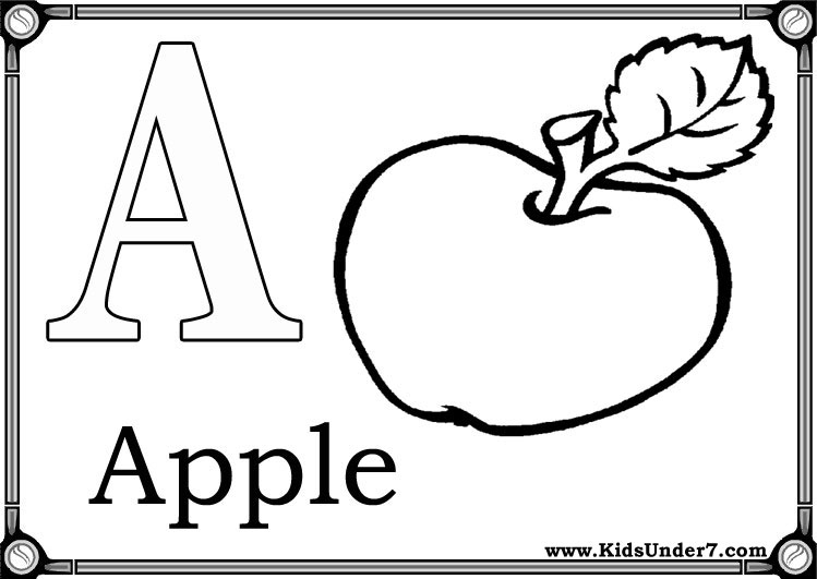 Kids under alphabet coloring pages and flash cards