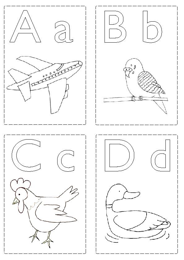 Alphabet flash cards coloring pages download and print for free