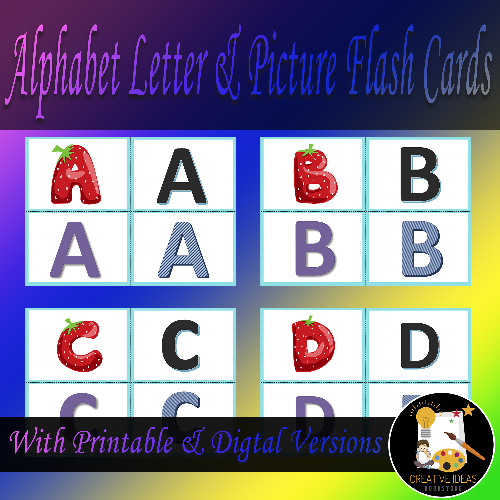 Back to school alphabet letter picture flash cards made by teachers