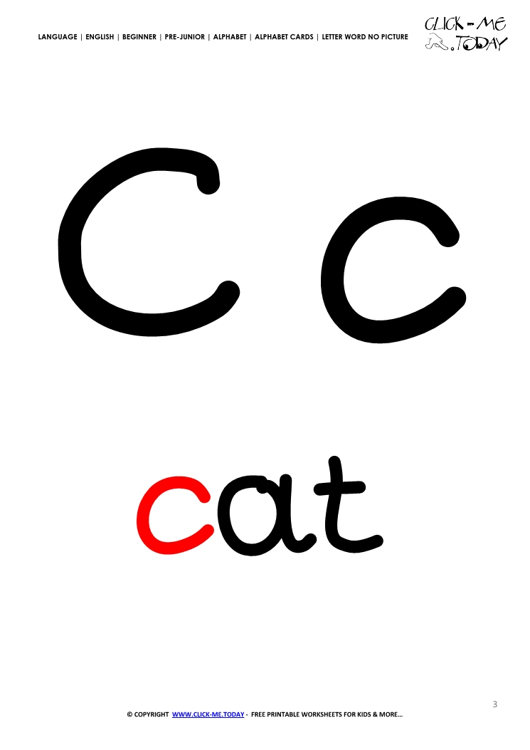 Alphabet flashcard without picture letter c