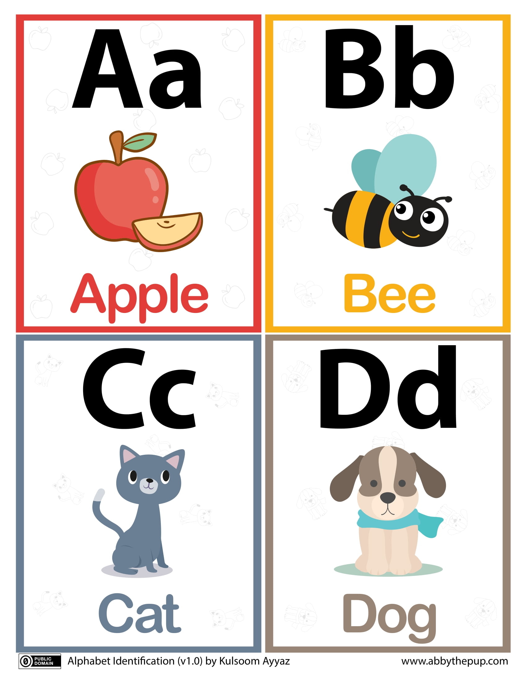 A b c d alphabet flashcards free printable papercraft templates