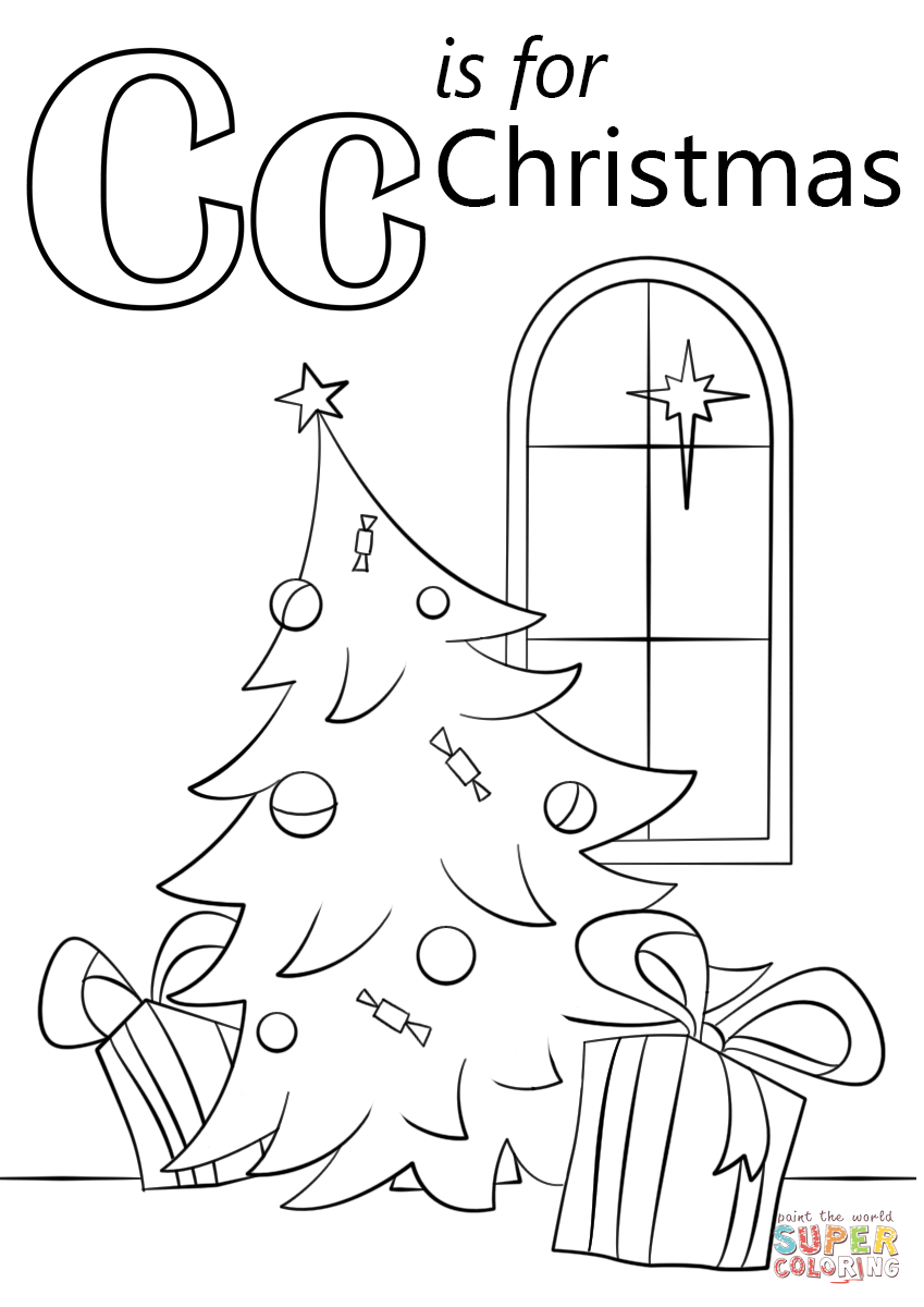 Letter c is for christmas coloring page free printable coloring pages