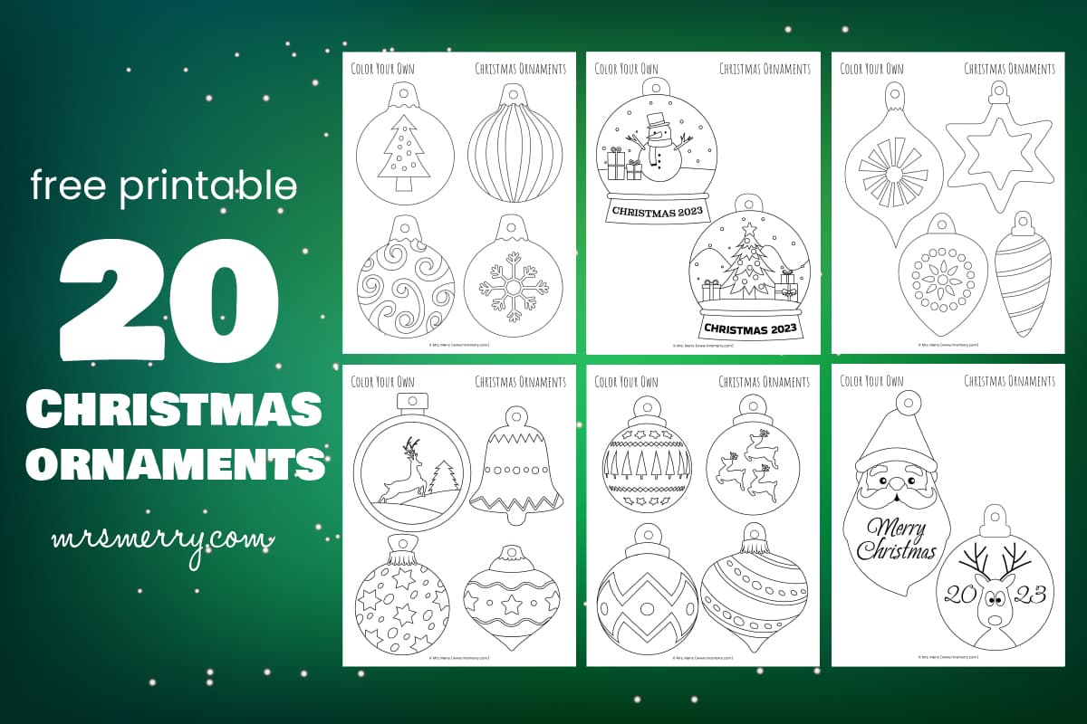 Christmas ornaments printables to color mrs merry