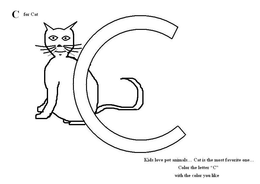 Letter c coloring printable page for kids