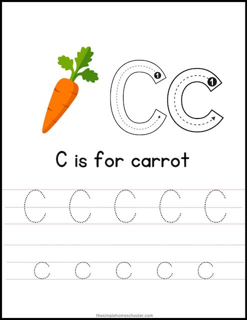 Tracing letter c worksheets easy print free