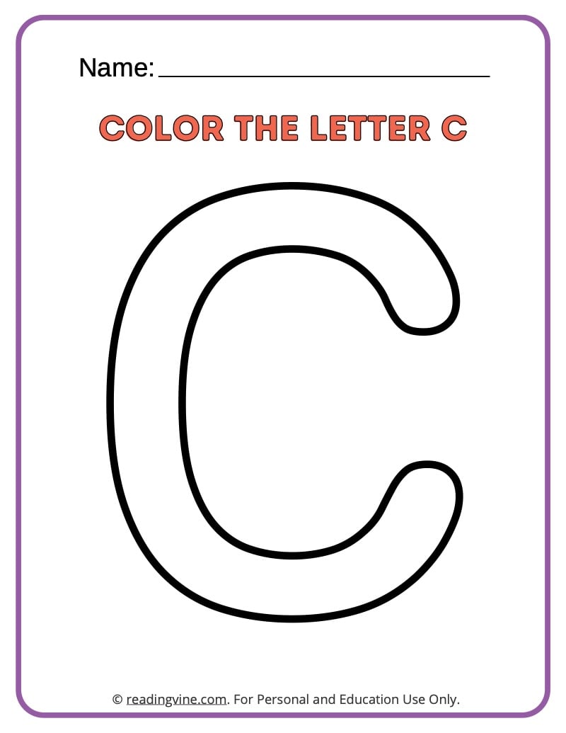 Letter c coloring activity