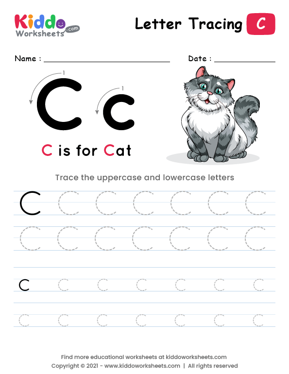Letter tracing alphabet c