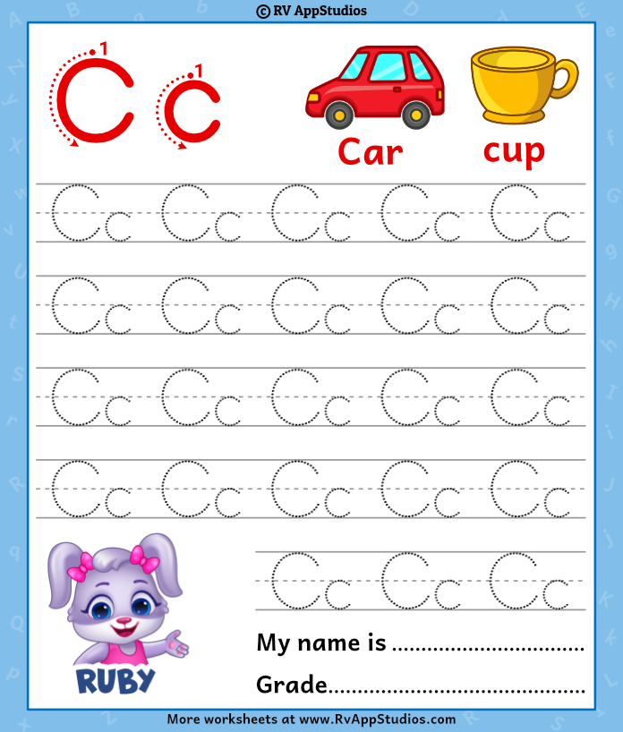 Alphabet cc letter printable letter cc tracing worksheets