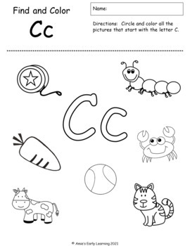 Alphabet letter c tracing writing recognition worksheets printable or centers