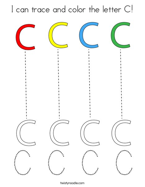 I can trace and color the letter c coloring page