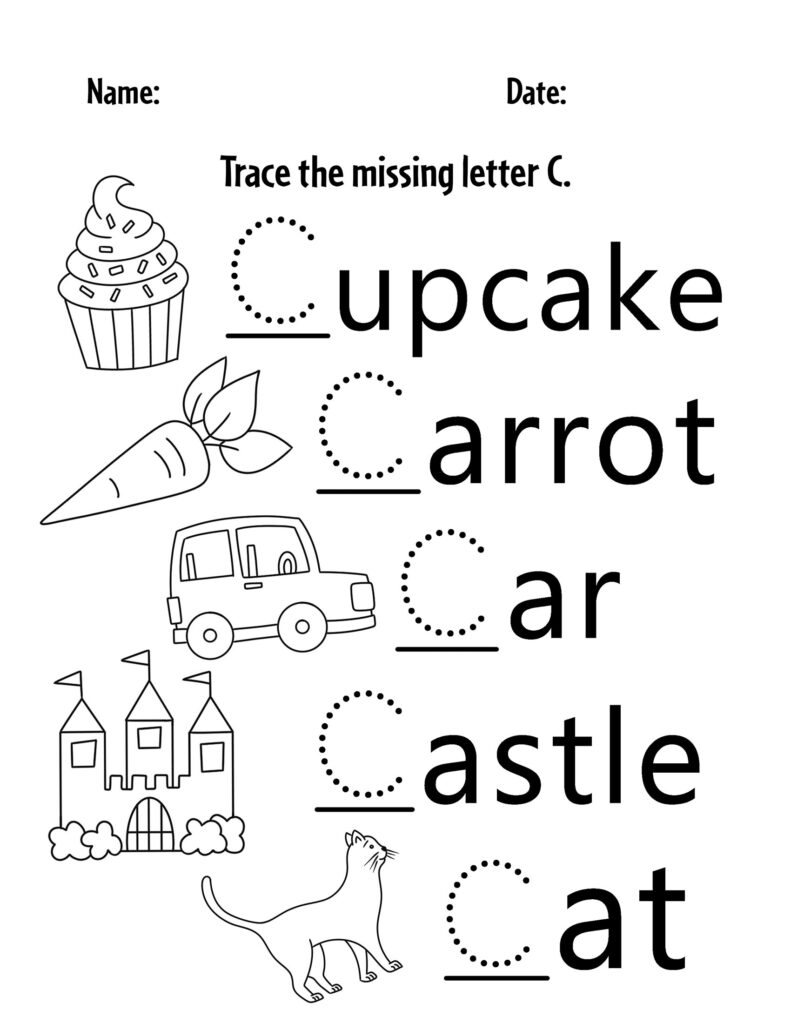 Free letter c worksheets for preschool â the hollydog blog