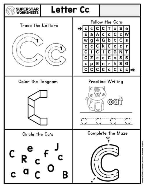 Letter c worksheets