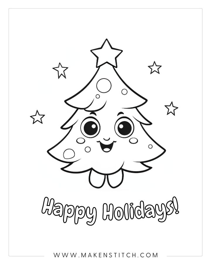 Christmas tree coloring pages for kids adults