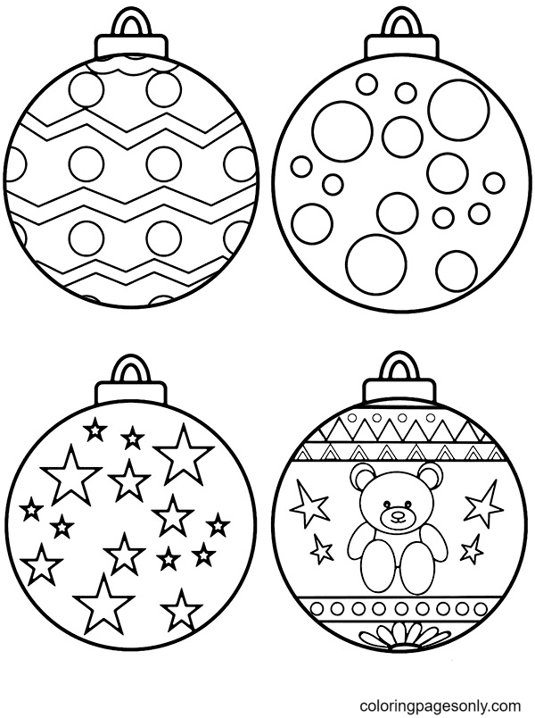 Christmas ornaments coloring pages printable for free download