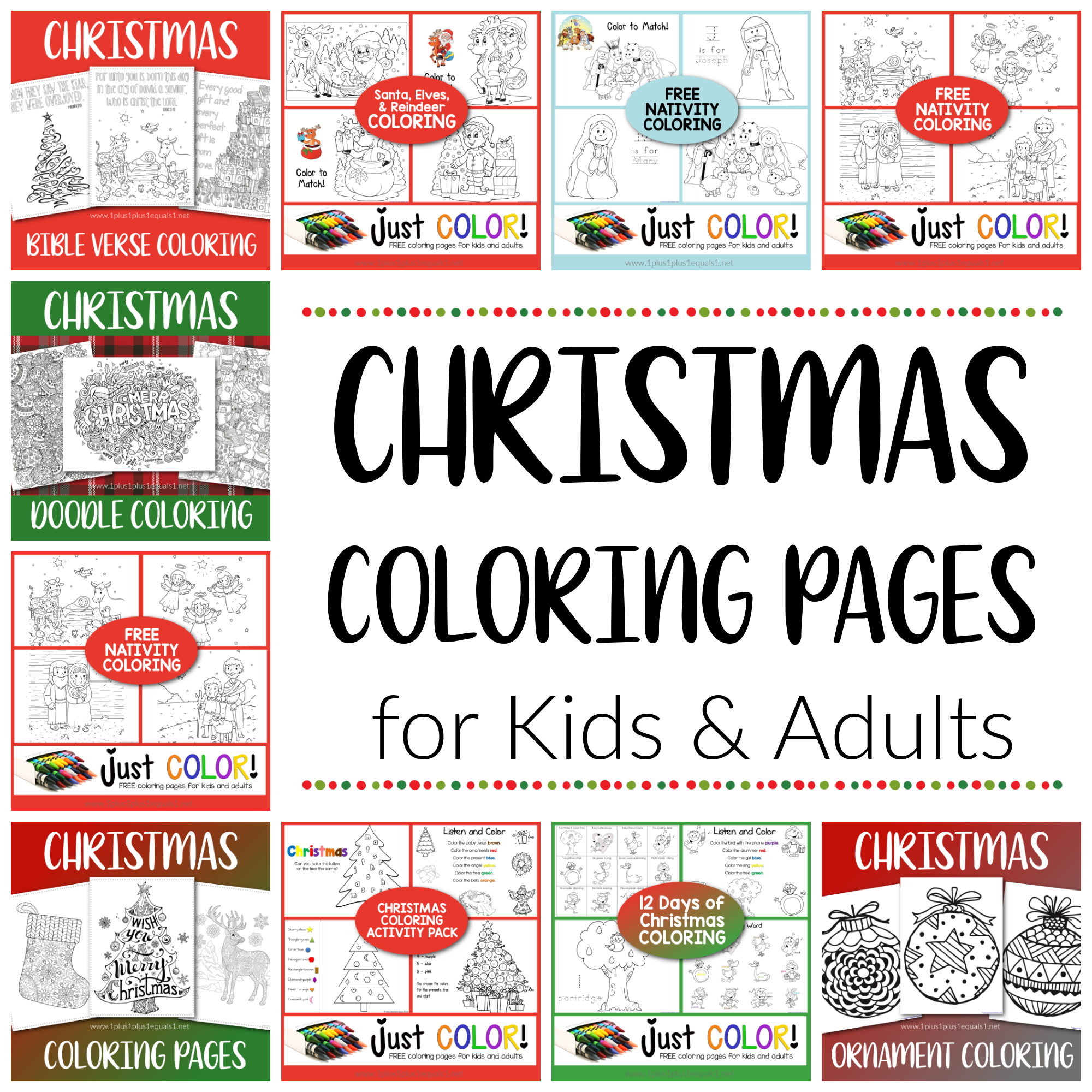 Free christmas coloring pages for kids adults