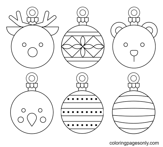 Christmas ornaments coloring pages printable for free download