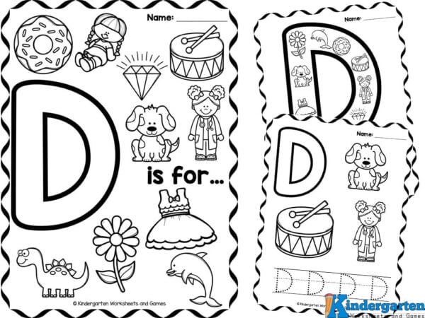 Free printable letter d coloring sheet pages for kids