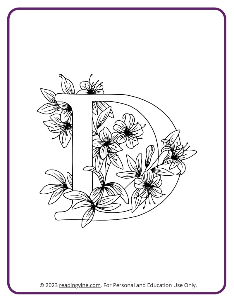 Letter d coloring pages