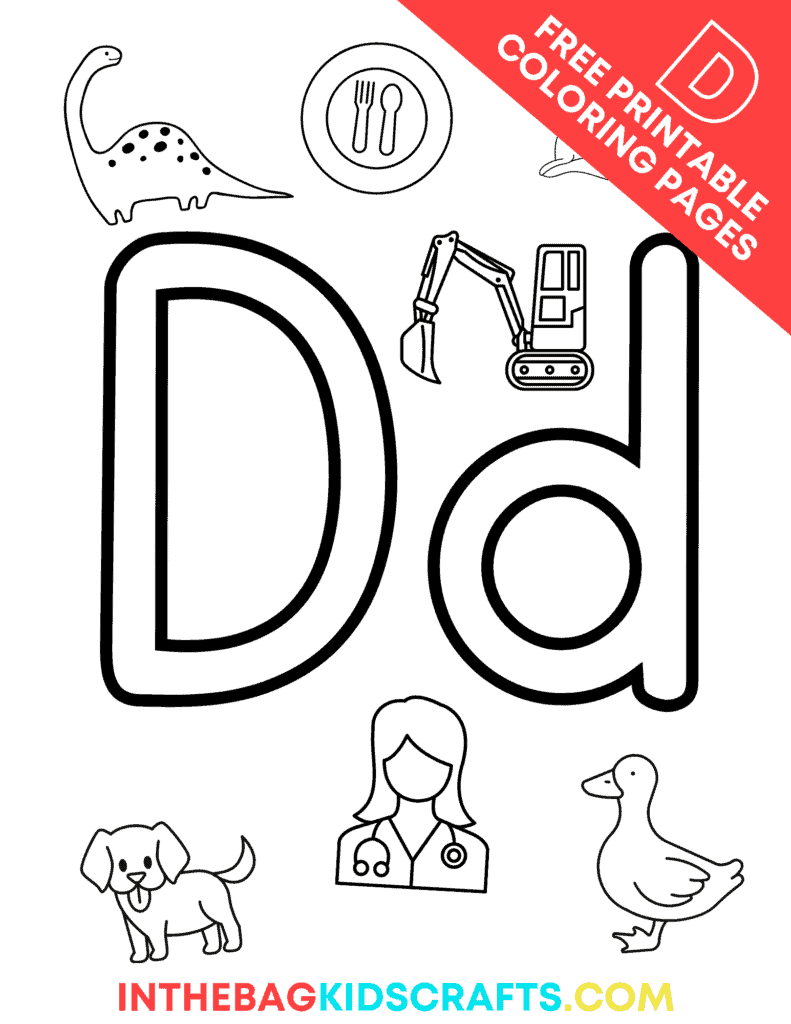 Letter d coloring pages â in the bag kids crafts