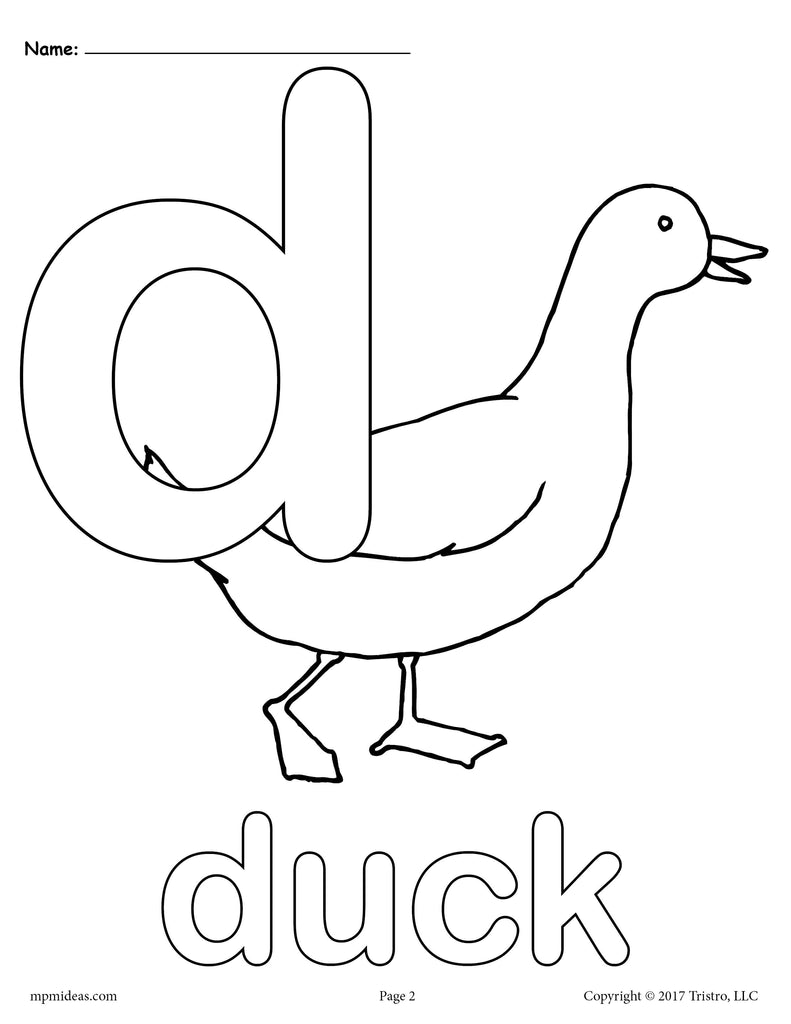 Letter d alphabet coloring pages