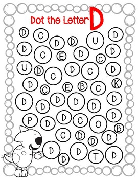 Dot marker letter d alphabet worksheets by teaching with faith and joy