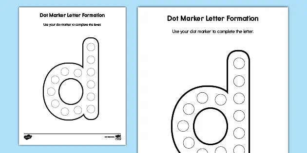 Lowercase letter d dot marker letter formation activity