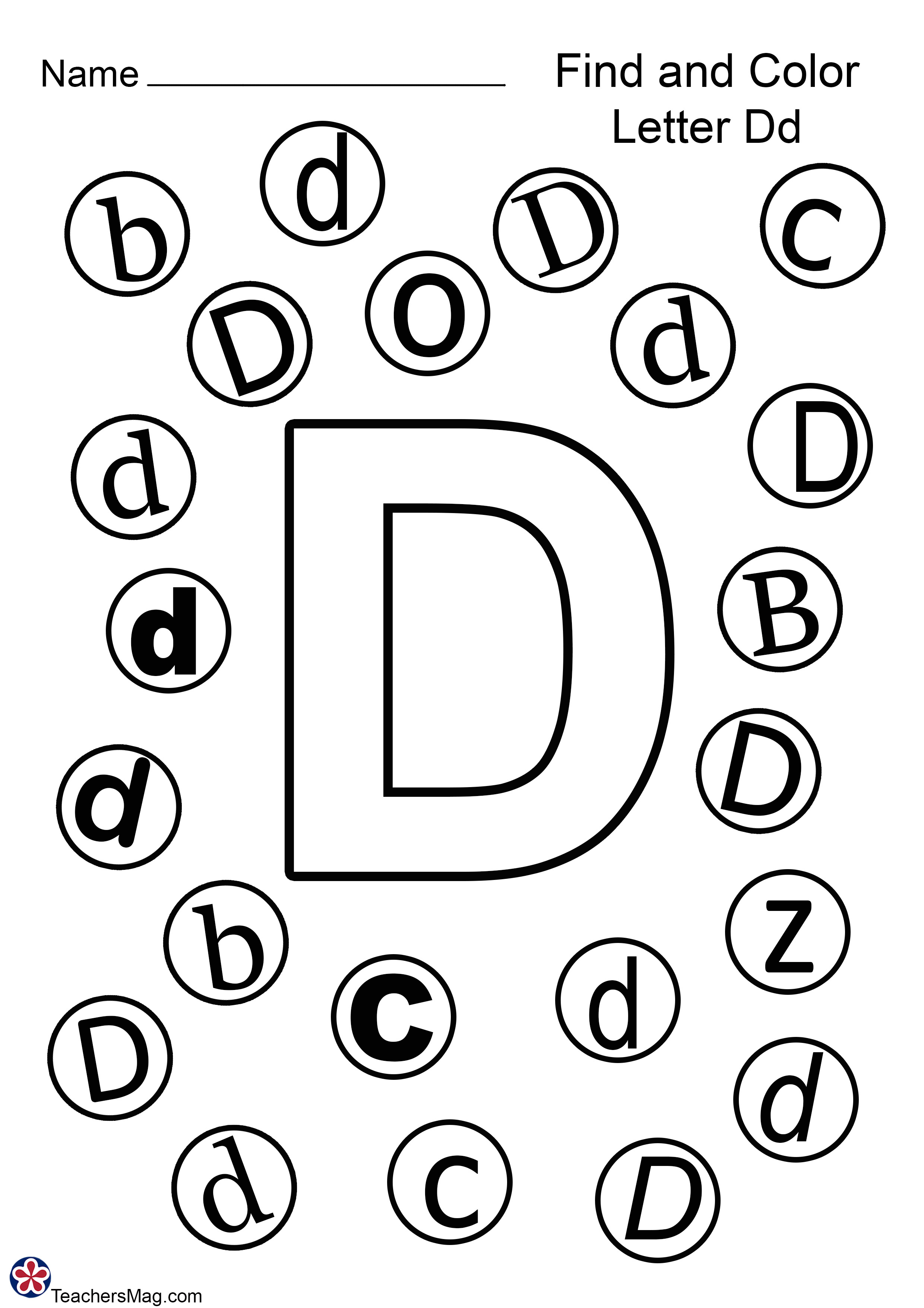 Letter d free worksheets