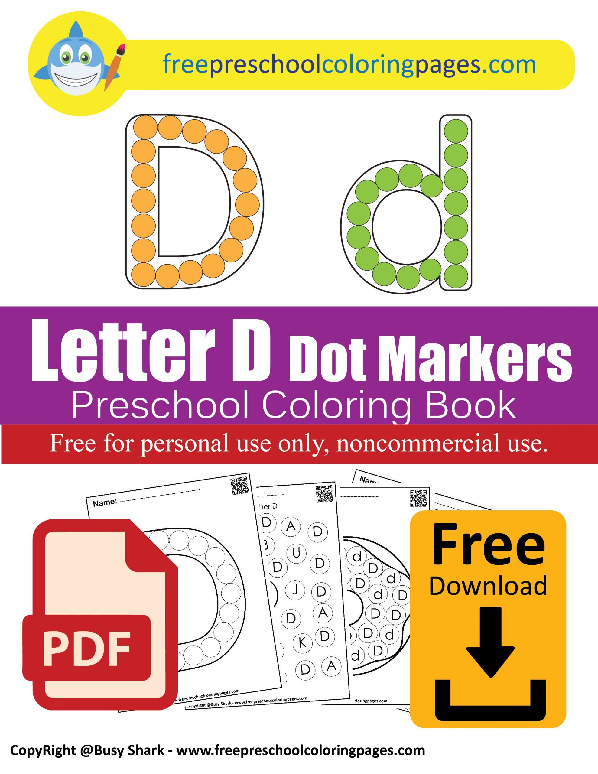 Letter d dot markers free coloring pages