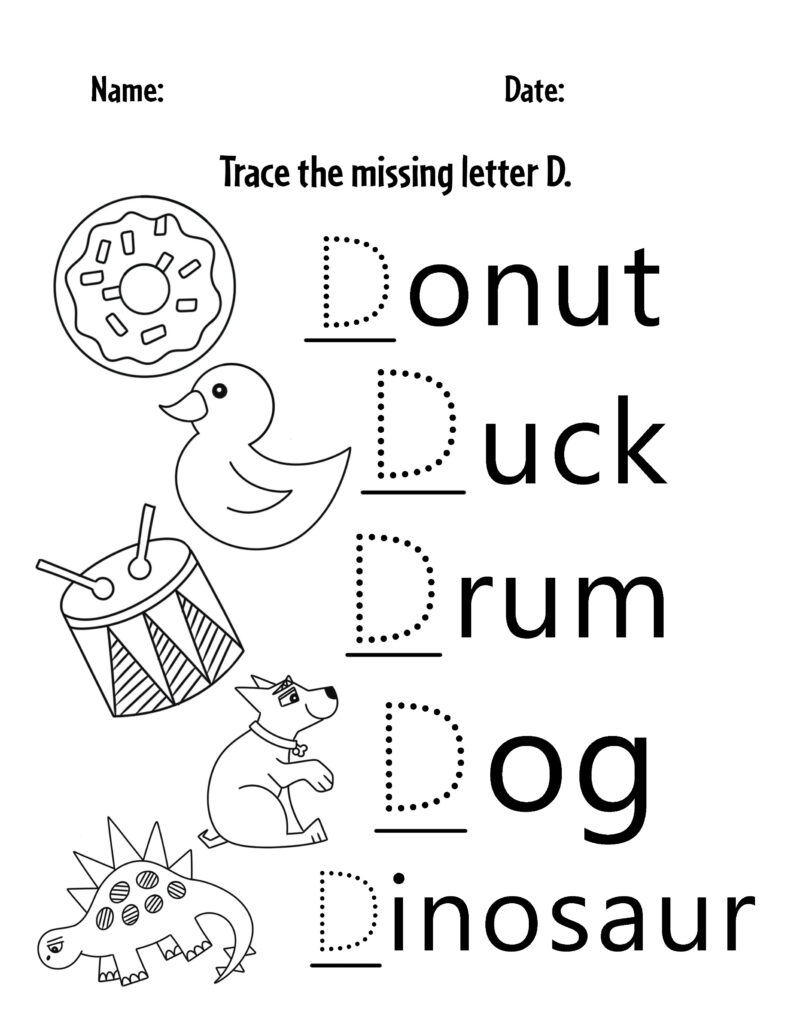 Free letter d worksheets for preschool â the hollydog blog