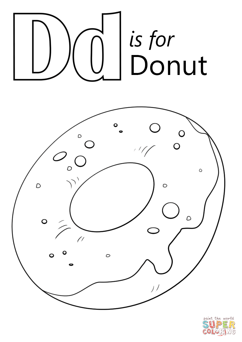 Letter d is for donut coloring page free printable coloring pages