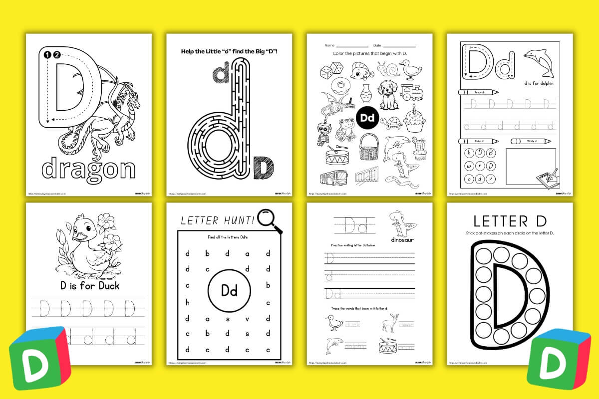 Free printable letter d worksheets